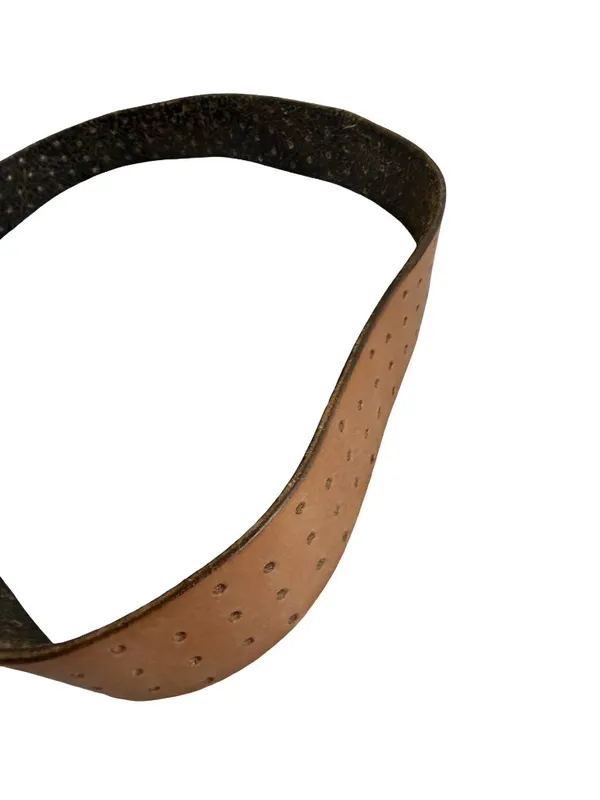 100% Leather Brown Belt Perforated Hole Detail Versatile Everyday Luxury - Image 7