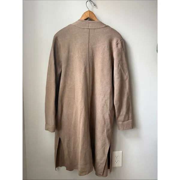 Merokeety Long Open Front Wool Blend Cardigan Duster Sweater Coat Pockets Camel - Image 3