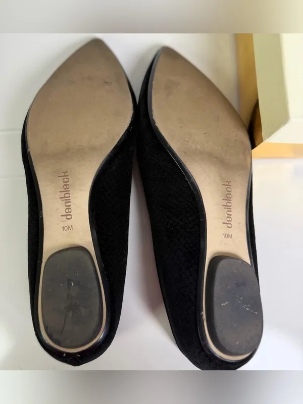 Daniblack Rexa Black Python Velvet Pointed Toe Ballet Flats Women Sz 10 - Image 6