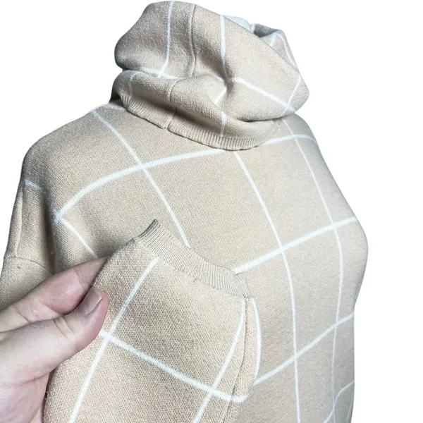 GOODNIGHT MACAROON Tan Checked Turtleneck Pullover Sweater Dress - Image 2