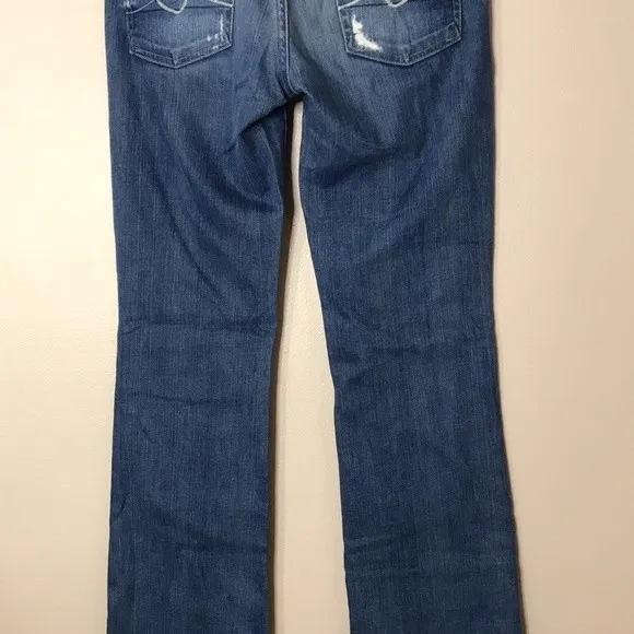 7 for all mankind distressed medium wash bootcut denim long denim jeans size 28‎ - Image 12