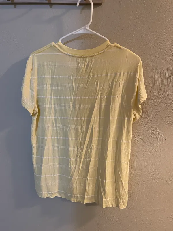 RVCA Yellow and White Striped Short Sleeve Shirt - Image 3