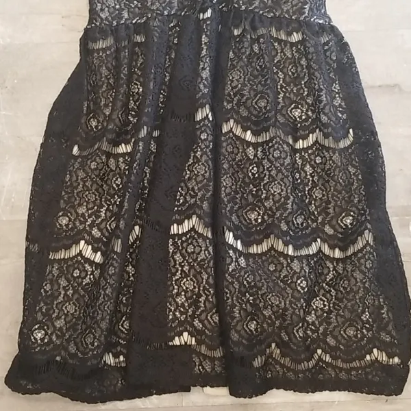 💕AUDREY 3+1💕 Black Lace Halter Dress - Boho Medium M - Image 4