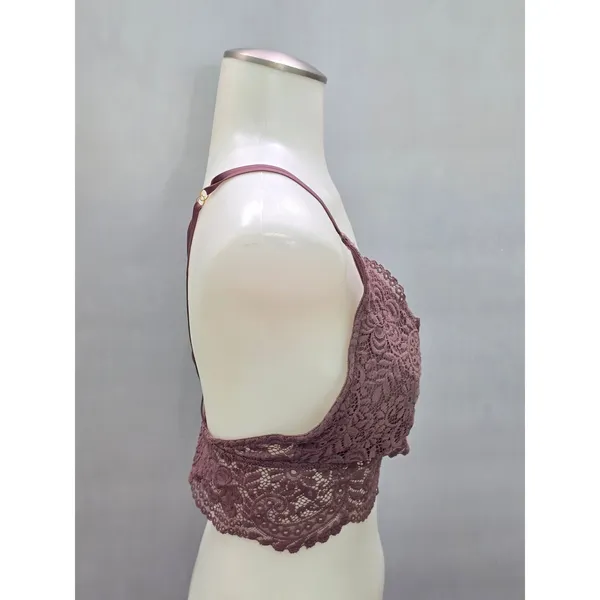 Aerie Brown Romantic Boudoir Bridal Cottage Lingerie Feminine Lace Bra Medium - Image 4