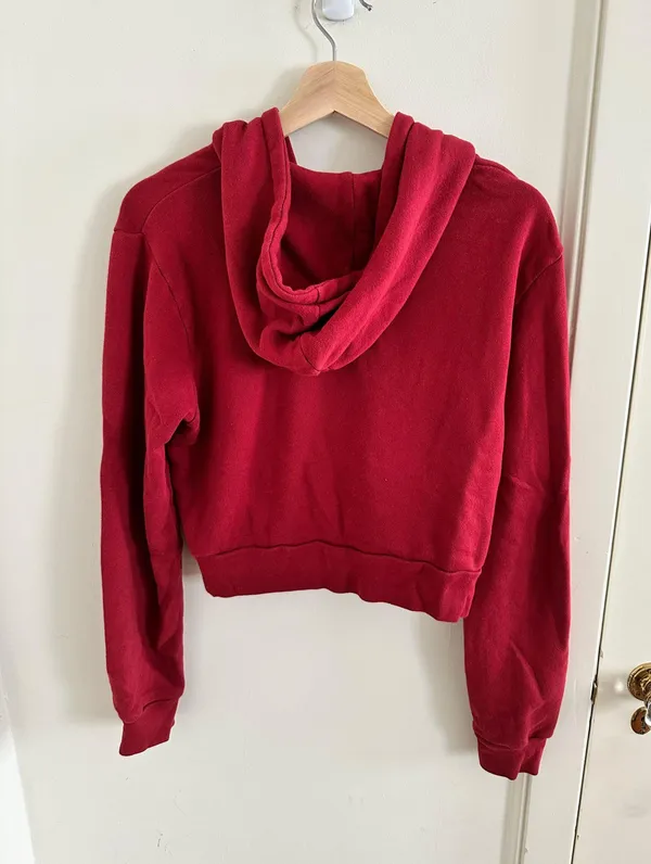 John Galt Red Cropped Zip Up Hoodie - Image 3