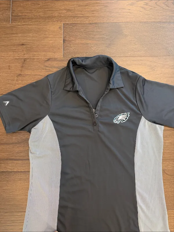 Antigua Gray/Black Short-Sleeve Philadelphia Eagles Polo Small(?) - C54-064 - Image 2