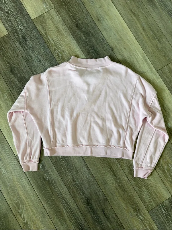 Vintage Havana Baby Pink Quarter-Zip Pullover Sweatshirt - Image 7