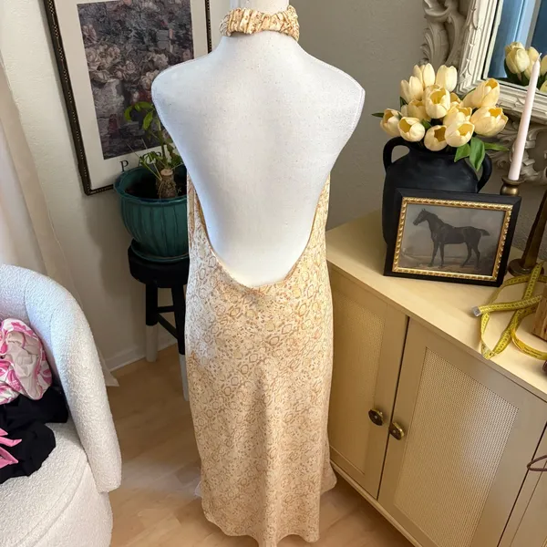 SHOW ME YOUR MUMU Jasmine‎ Halter Midi Dress In Desert Snake Size Large - Image 6