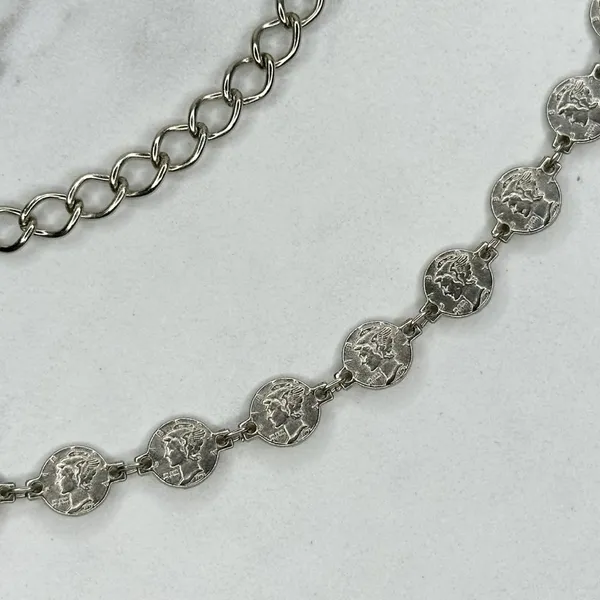 Skinny Dime Silver Tone Belly Body Metal Chain Link Belt OS One Size - Image 5