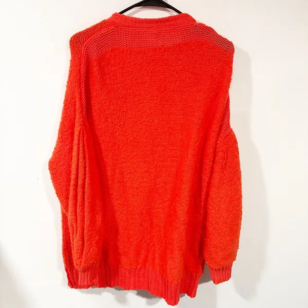 Free People Snow‎ Drop Over Sized Cardigan Orange V Neck Sweater Size Small - Image 8