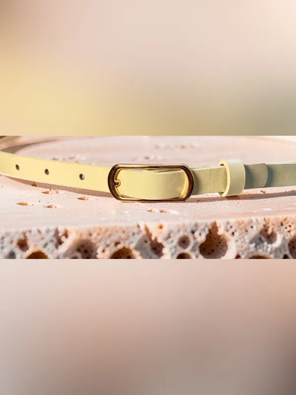 Elegant Cream Skinny Belt Gold Buckle Minimalist Y2K Style - Image 9