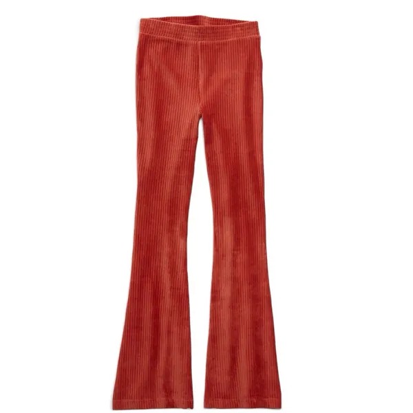 Aerie Groove On Velour High Waisted Flare Pants Size Medium Burnt Orange - Image 3