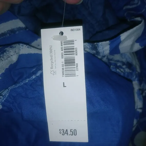 Old Navy L Sleeveless Rope Straps Pocketed Aloha Maxi Dress in Blue White - Image 9