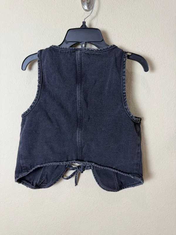 Wild Fable Black Denim Tie Front Vest Top Size Small Distressed Washed Jeans - Image 4