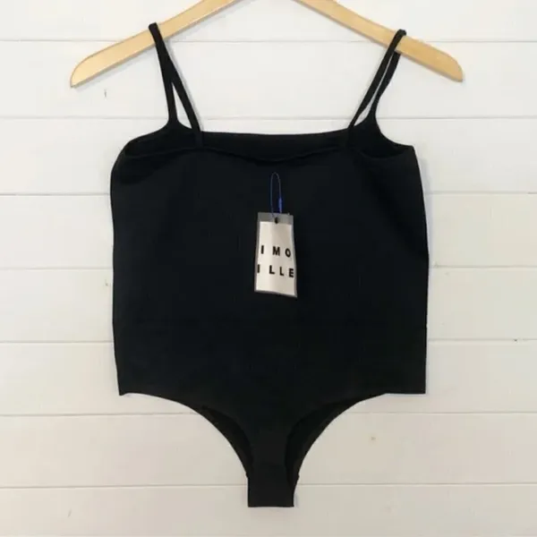 Simon Miller‎ Ano Square Neck XL Bodysuit Black Cami - Image 5
