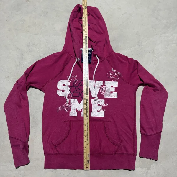 Victoria's Secret VS PINK Graphic Hoodie SAVE ME Pullover V Neck Y2K Women's M - Image 4