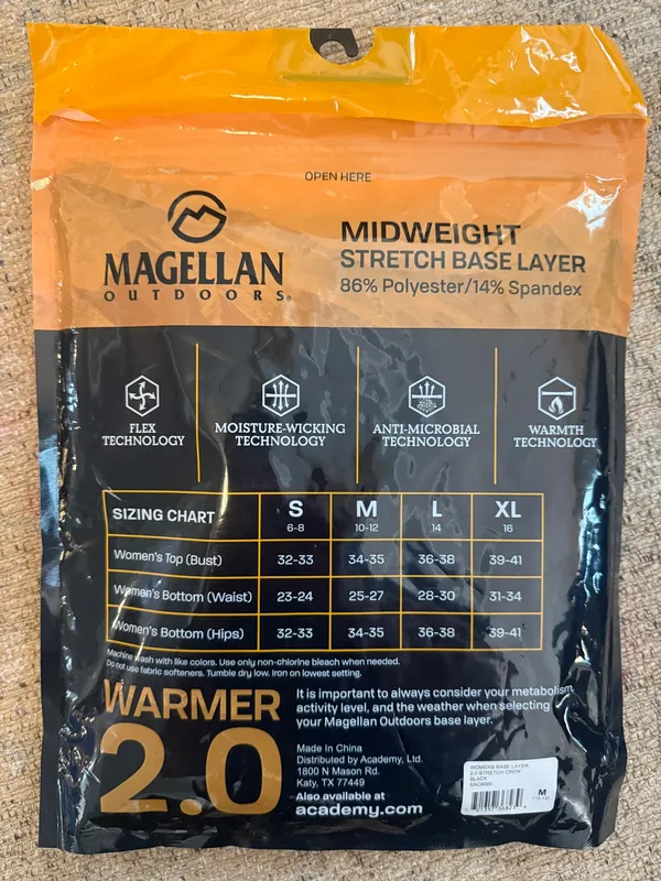 Magellan Outdoors NWT Midweight Base Layer in Black - Image 3