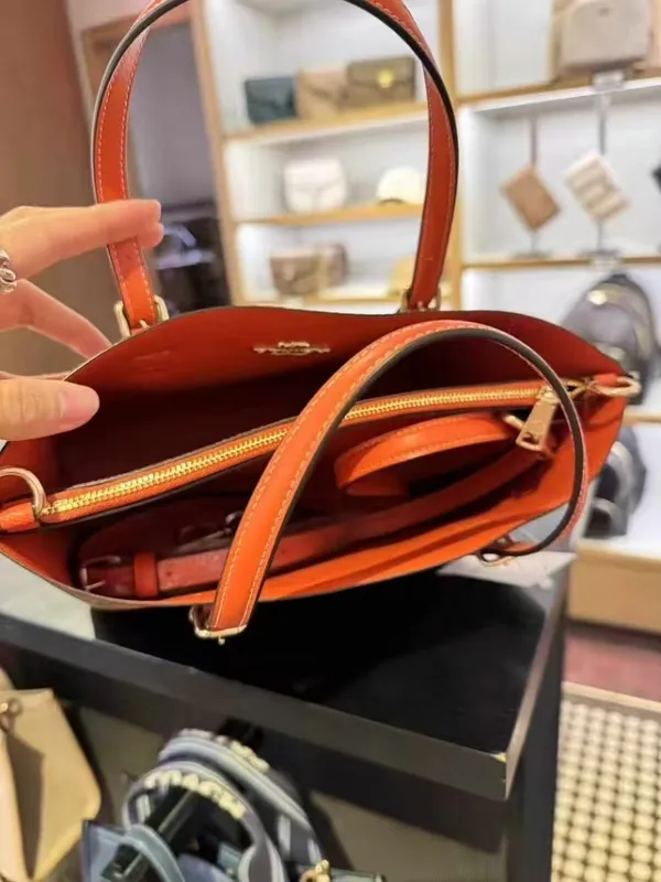 Coach Mollie Tote Bag 25 In Signature Canvas With Orange Print CBB55 - Image 3