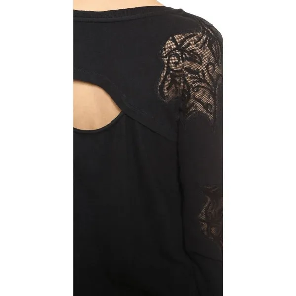 Free People Black Lace Outer Sunset Open Back Tunic Long Sleeve Top M - Image 15