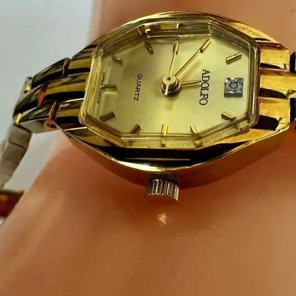 Adolfo Gold-Tone Quartz Watch w/ Diamond Accent - Image 7