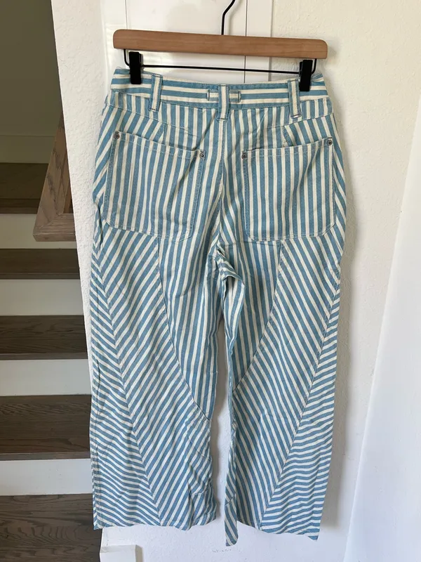 Free People Runyon Striped Pants in West Ridge Blue Patte NWT - Image 4
