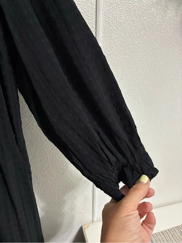 LOFT Black Ruffled-Neck Dress NWT PXL - Image 4