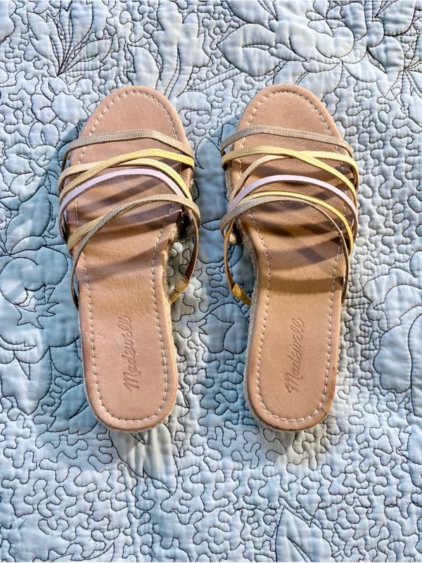 MADEWELL Kathryn Colorful Strappy Leather Espadrille Slide Sandals Pastel~7.5💛 - Image 3