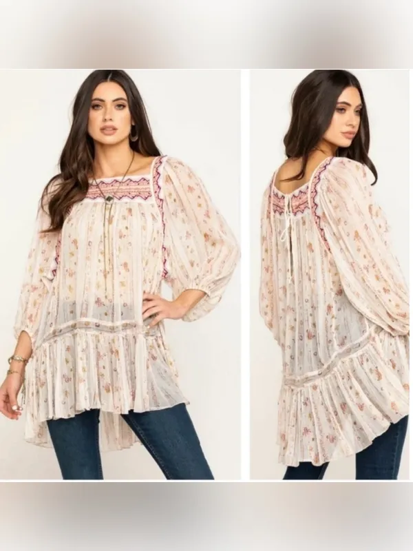Free People Ivory Dance Magic Tunic Size Large - Image 3