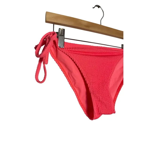 Lucky Brand Coral 2 Piece Crinkle Rib Halter Triangle Side Tie Bikini Swim Set L - Image 4
