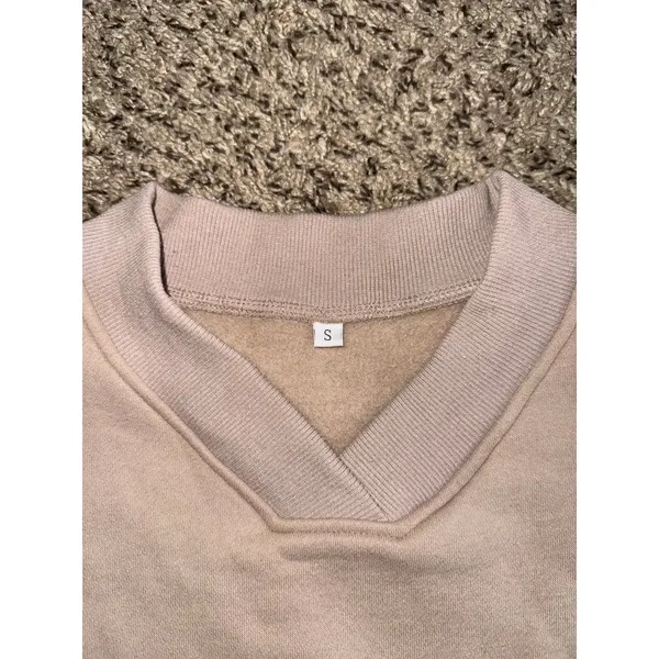Women's‎ Beige V Neck Sweatshirt Size Small - Image 4
