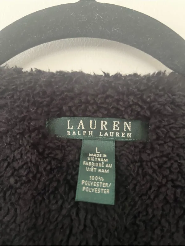 Lauren Ralph Lauren Black Faux Suede Sherpa Vest Large Western Ranch Rodeo - Image 2