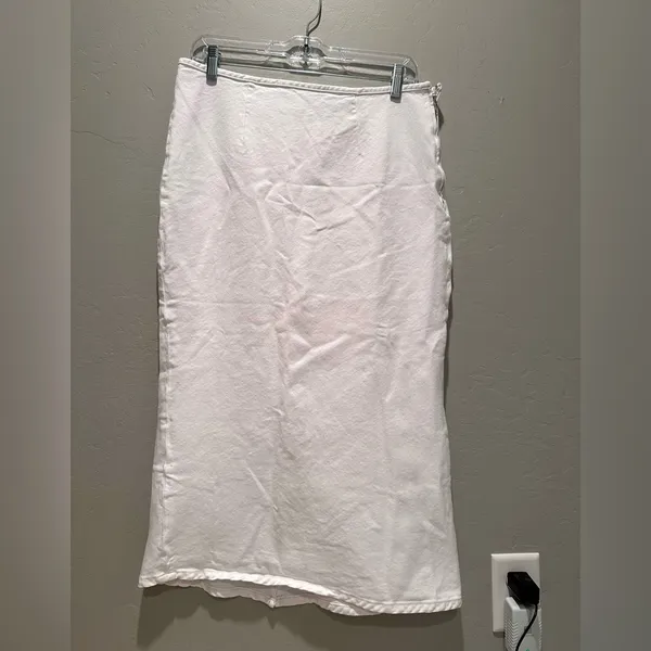Le Jean White Denim‎ Colette Midi Skirt Size Medium - Image 2