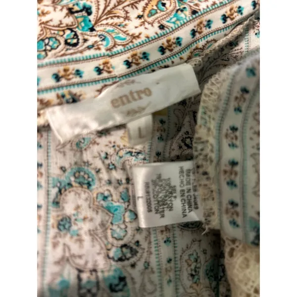 ENTRO Women's Floral Vest Type Open Cardigan Crochet Trim Wide Sleeves Sz L Chic - Image 8