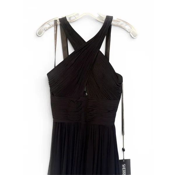 Sherri Hill 51903 Black Chiffon Cross Front Keyhole Gown Size 2 NWT $350 - Image 8