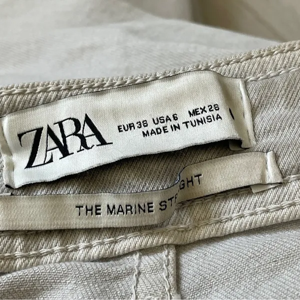 Zara Wide-Leg Pants marine straight womens Gray (size 6) minimalist chic casual - Image 2