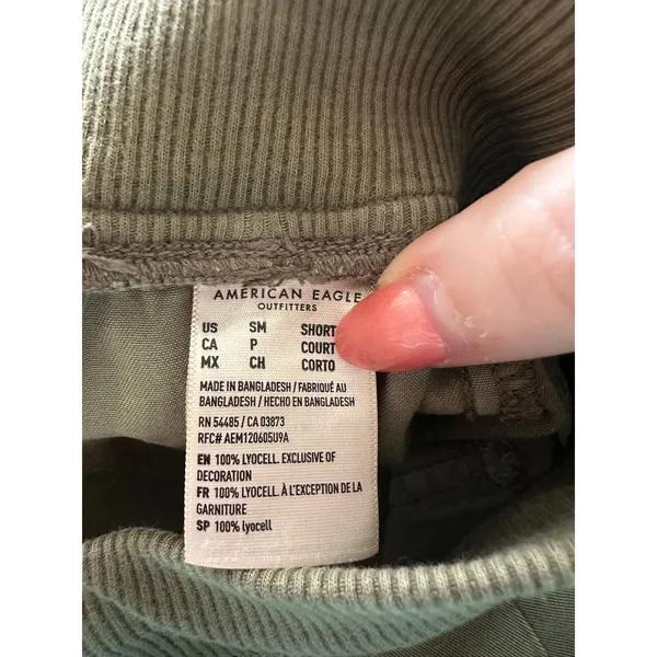 American Eagle Green Elastic Waist Cargo Joggers Size Small Short - Image 10
