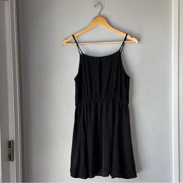Silk Ruffle Mini Dress Black Size M - Image 3