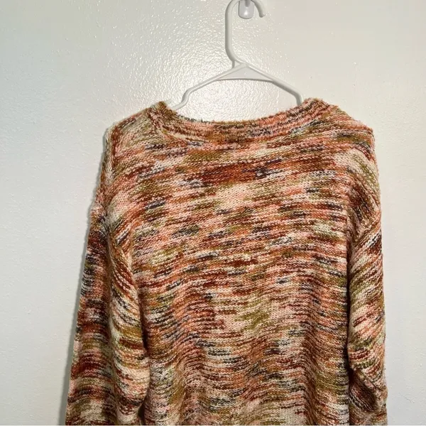 Peyton Primrose Women's Size Large Crewneck Sweater Multicolor Knit Orange Green - Image 8