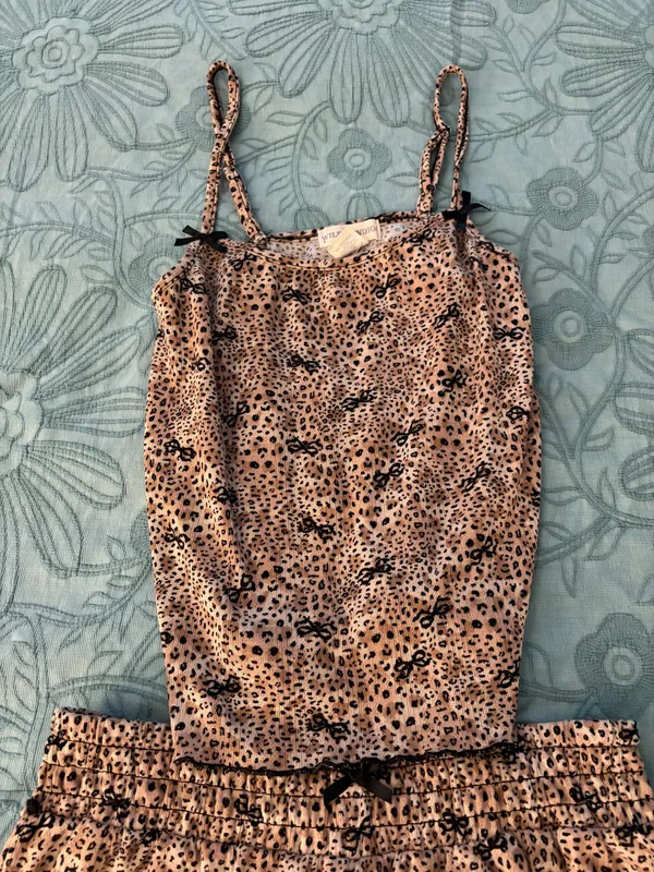 Leopard print pajamas with black bows Brown Size M - Image 2