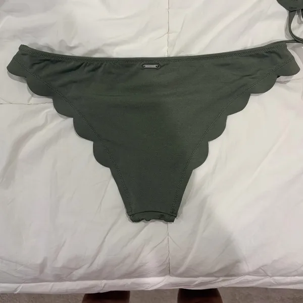 Abercrombie & Fitch Olive Green Scallop Edge Bikini Bottoms - Image 2