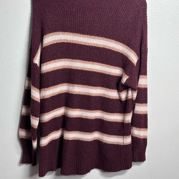 American Eagle Women‎ Burgundy Stripes Knit Pullover Sweater size Small - Image 6