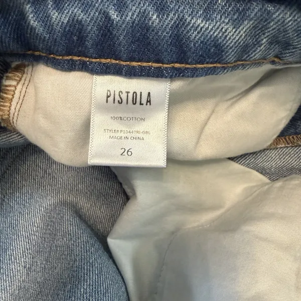 NWT Pistola 26 Button Denim Jean Blue Mini Skirt Distressed Y2K Vibe Cali Preppy - Image 3
