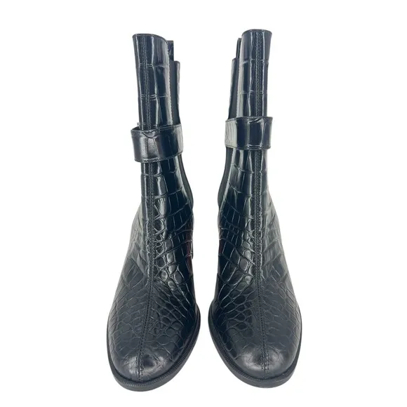 Christian Louboutin Croc Embossed Chelsea Boot 70 Calf Leather in‎ Black Size 37 - Image 7