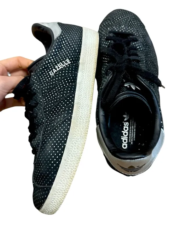 Adidas Gazelle Core Black suede Silver Metallic polka dots shoe sneakers 6.5 38 - Image 5