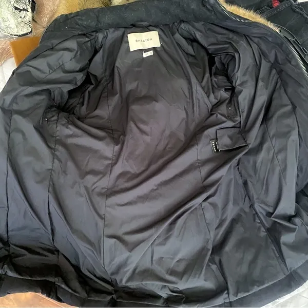 Aritzia Parka Goose Down‎ Asymmetrical Faux Fur Hood Fall Winter Black XXS GUC - Image 9