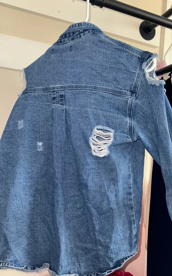 Forever 21 Flannel Button Up Jean Jacket - Image 3