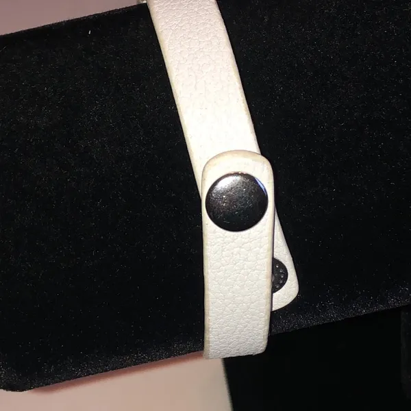 Blessed White Faux Leather and Silver Tone Bracelet - Image 5