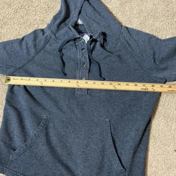 Patagonia Gorpcore Womens Organic Cotton Raglan‎ Snap Neck Hoodie Blue S 39550 - Image 5