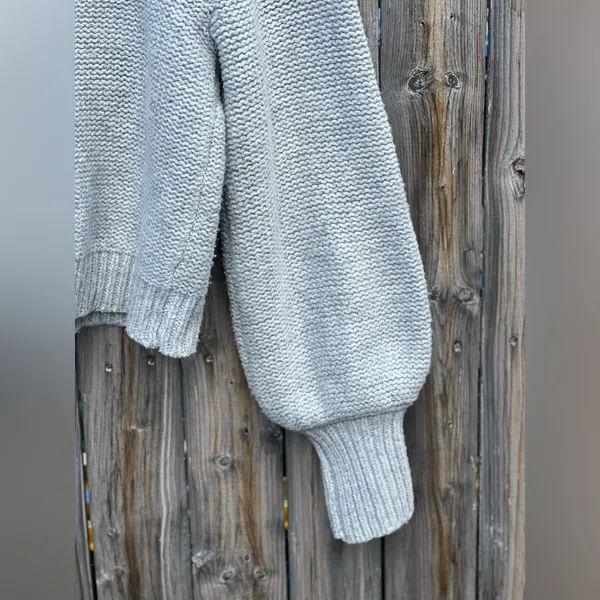 COMMENSE Crew Neck Bow Knit Top Gray Size M - Image 5