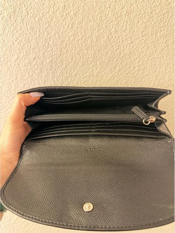 Black Coach Wallet with Silver Emblem - Image 4